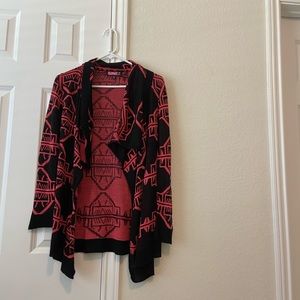 Black and red cardigan